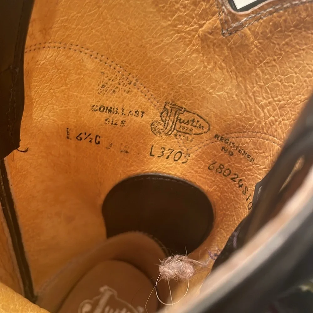 Justin Black Leather Roper Boots - Picture 5 of 5